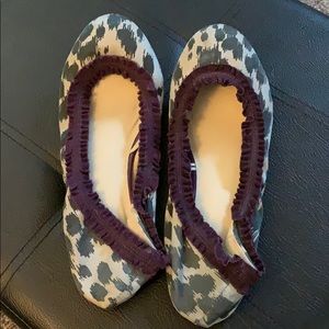 GAP leopard print flats with purple ruffle
